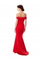 Off the Shoulder Sweetheart Maxi Formal Crepe Bridesmaid Dress / Prom Dress With Thigh Split and Train