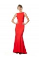 High Neck Maxi Formal Crepe Bridesmiad Dress with Exaggerated Back Ruffle