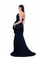 Long Strapless Sweep Train Low Back Crepe Bridesmaid Dress / Prom Dress