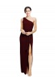 One Shoulder Sheath Formal Crepe Bridesmaid Dress / Prom Dress with High Side Split