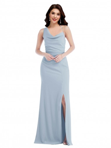 One Shoulder Draped Cowl Neck Maxi Bridesmaid Dress / Prom Dress