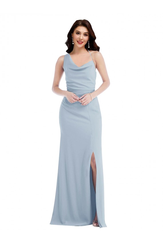 One Shoulder Draped Cowl Neck Maxi Bridesmaid Dress / Prom Dress