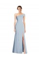 Asymmetrical Off the Shoulder Cuff Trumpet Formal Crepe Bridesmaid Dress / Prom Dress With Front Slit