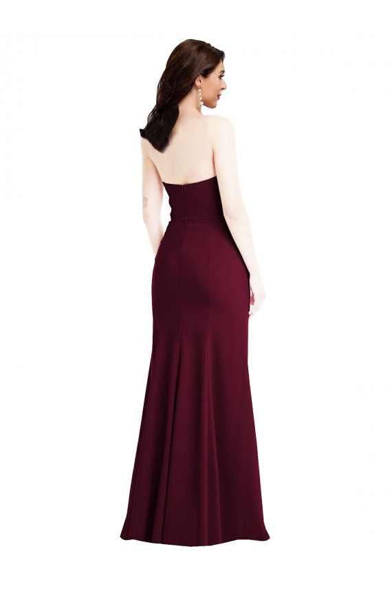 Strapless Crepe Maxi Bridesmaid Dress / Prom Dress with Front Slit