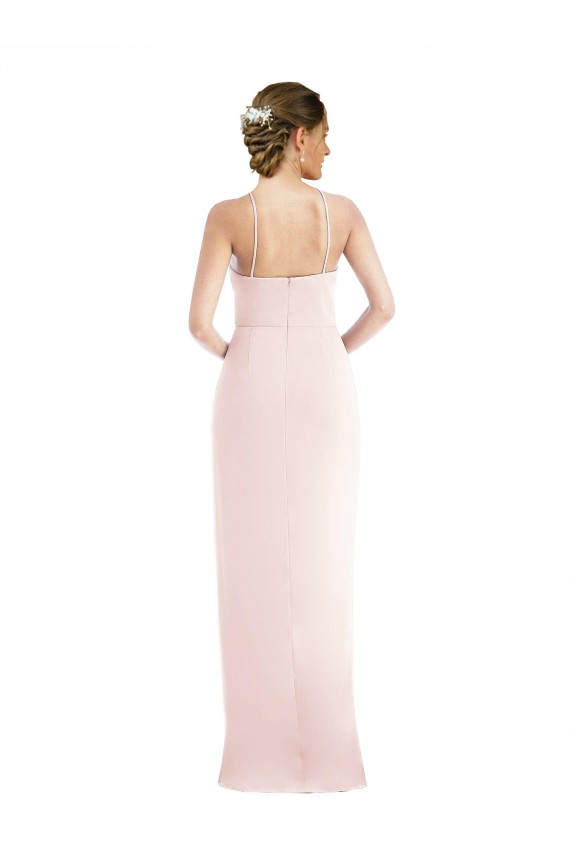 Halter Draped Tulip Skirt Maxi Bridesmaid Dress / Prom Dress