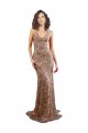 Floral Patterned Backless V-Neckline Sequin Formal Bridesmaid Dress / Prom Dress