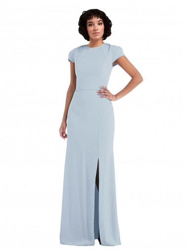 Cap Sleeve Cutout Tie Back Trumpet Bridesmaid Dress