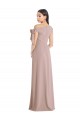 Off the Shoulder Tie Detail Maxi Formal Crepe Bridesmaid Dress / Prom Dress with Front Slit