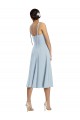 Midi Cocktail Length Bustier Crepe Bridesmaid Dress / Prom Dress with Back Bow Straps