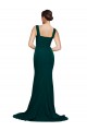 Fitted Square Neck Long Crepe Bridesmaid Dress / Prom Dress with Train and Side Split