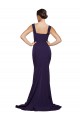 Square Neck Long Sweep Train Crepe Bridesmaid Dress / Prom Dress with Thick Straps