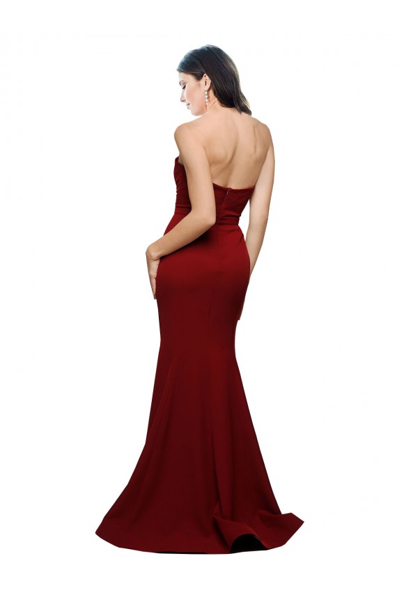 Long Full Length Sweetheart Slim Formal Crepe Bridesmaid Dress / Prom Dress with Strapless Bodice