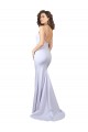 Simple Mermaid V-Neck Long Crepe Beach Wedding Dress with Right Slit