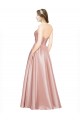 Long Plated Strapless Sweetheat Formal Stretch Satin Bridesmaid Dress / Prom Dress