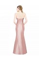 Long Strapless Formal Stretch Satin Bridesmaid Dress / Prom Dress with Pleats and Low Back