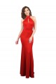 Halter Neck keyhole Front Back Long Formal Stretch Satin Bridesmaid Dress / Prom Dress