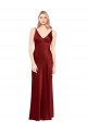 Full Length Long Formal Stretch Satin Slip Bridesmaid Dress / Prom Dress V-Back