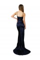 Pleated Sash Skirt Long Formal Stretch Satin Bridesmaid Dress / Prom Dress with High Slit