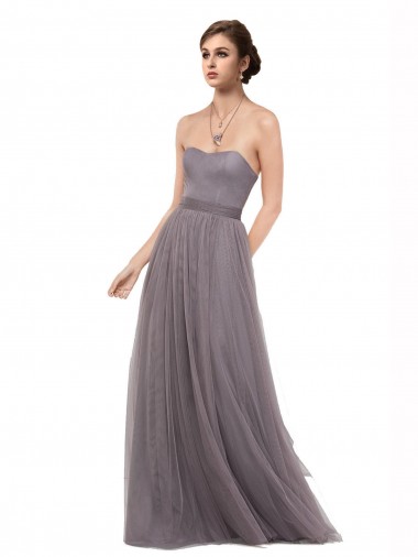 Strapless Tulle Bridesmaid Dress with Waistband