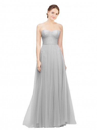 Long Twisted Sweetheart Neckline Tulle Bridesmaid Dress