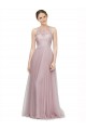 High Neck Long Tulle Bridesmaid Dress with Lace Bodice