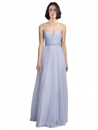 Spaghetti Strap Tulle Bridesmaids Dress with Ruched Bodice