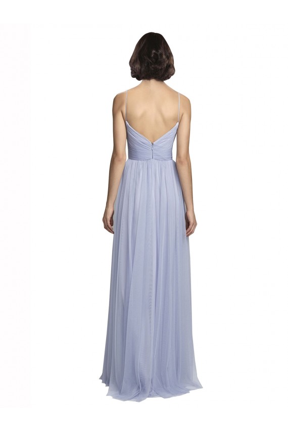 Spaghetti Strap Tulle Bridesmaids Dress with Ruched Bodice