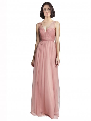 V-Neck Illusion Tulle Bridesmaids Dress