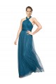 High Neck Halter Pleated A-Line Tulle Bridesmaid Dress