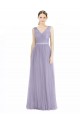 Wide Straps V-Neck Long Tulle Bridesmaids with Belt