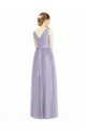 Wide Straps V-Neck Long Tulle Bridesmaids with Belt