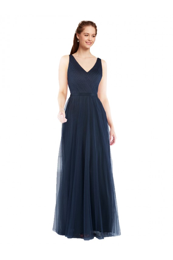 V-Neck Soft and Simple Tulle Bridesmaid Dress