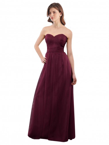 Strapless Tulle A-line bridesmaid dress with pleated top