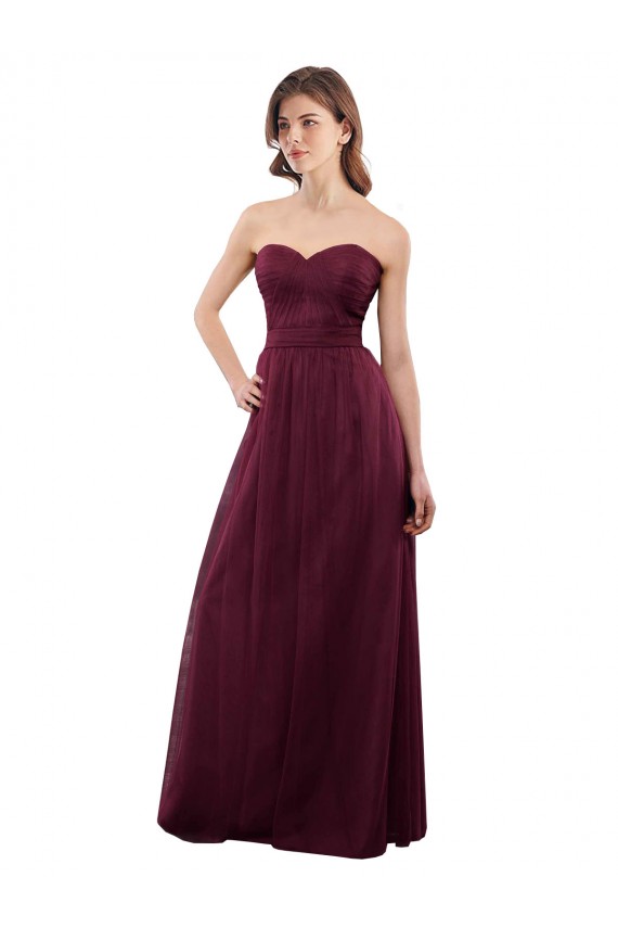 Strapless Tulle A-line bridesmaid dress with pleated top