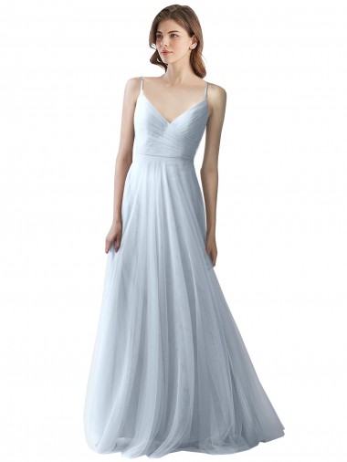 Wrapped Ruched Natural Waist Slim Soft Tulle Bridesmaid Dress