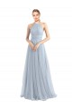 Halter Neckline Slim A-Line Tulle Bridesmaid Dress