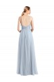 Spaghetti Straps V-Neck Slim A-Line Tulle Bridesmaid Dress