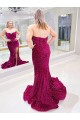 Long Sweetheart Sleeveless Sweep Train Velvet Sequin Prom Dress with Slit