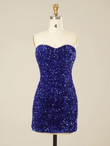 Short Sweetheart Velvet Sequin Prom Dress