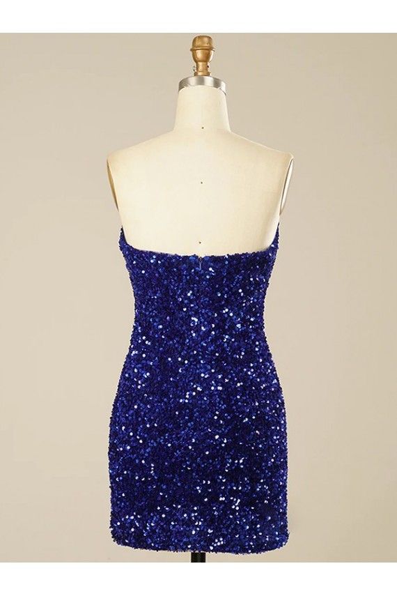 Short Sweetheart Velvet Sequin Prom Dress