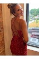 V-Neck Sleeveless Short Velvet Sequins Prom Dress