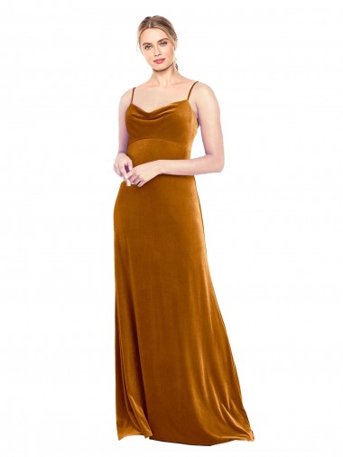 Long Velvet Cowl Neck Slip Bridesmaid Dress / Prom Dress