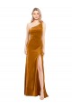 Sleek One Shoulder Long Formal Velvet Bridesmaid Dress / Prom Dress