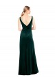 Sleek V-Neck Long Formal Velvet Bridesmaid Dress / Prom Dress with Side Slit