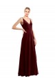 Faux Wrap V-Neck Sleek Long Formal Velvet Bridesmaid Dress / Prom Dress