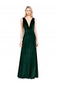 Daring Deep V-Neck Long Full Length Formal Velvet Bridesmaid Dress / Prom Dress