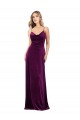 Draped Neckline Spaghetti Straps Formal Velvet Bridesmaid Dress / Prom Dress