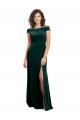 Floor Length Cap Sleeves Long Formal Velvet Bridesmaid Dress / Prom Dress with High Side Slit