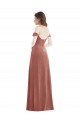 Off the Shoulder Flounce Sleeve Velvet Maxi Bridesmaid Dress / Prom Dress with Pockets