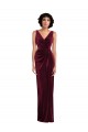 Draped Skirt Faux Wrap Velvet Maxi Bridesmaid Dress / Prom Dress